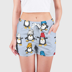 Шорты женские Смешные пингвины, цвет: 3D-принт — фото 2