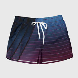 Шорты женские Абсрактная лестничная тёмно-синяя текстура, цвет: 3D-принт