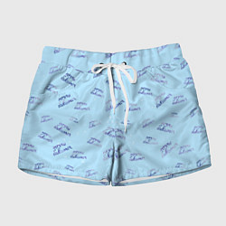 Женские шорты Паттерн мечты сбываются на голубом фоне