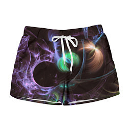 Женские шорты Магические фиолетовые волны и цветные космические