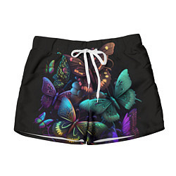 Женские шорты Разные неоновые бабочки
