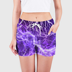 Шорты женские Текстура молнии, электро, цвет: 3D-принт — фото 2