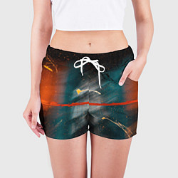 Шорты женские Расплывчатые силуэты и краски, цвет: 3D-принт — фото 2