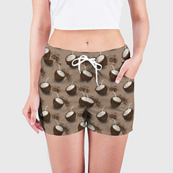 Шорты женские Кокос и шоколад - паттерн, цвет: 3D-принт — фото 2