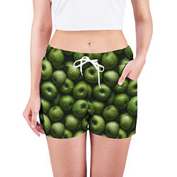 Шорты женские Сочная текстура из зеленых яблок, цвет: 3D-принт — фото 2
