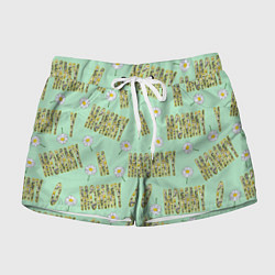 Женские шорты Мамуля - надпись и ромашка