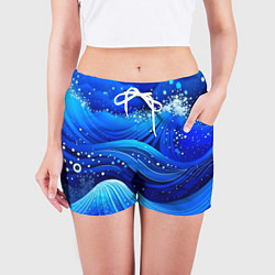 Шорты женские Волны - текстура от нейросети, цвет: 3D-принт — фото 2