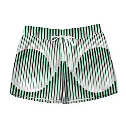 Шорты женские Зеленый геометрический круглый узор, цвет: 3D-принт