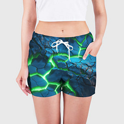 Шорты женские Разлом зеленых плит, цвет: 3D-принт — фото 2