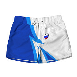 Женские шорты Флаг России в сердечке - синий