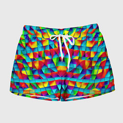 Шорты женские Абстрактный зеркальный паттерн, цвет: 3D-принт