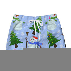Женские шорты Снеговики с новогодними елками паттерн