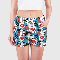Шорты женские Губы и глаза, цвет: 3D-принт — фото 2