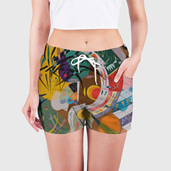Шорты женские Искусство Кандинского - Доминирующая кривая, цвет: 3D-принт — фото 2