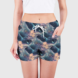Шорты женские Волнообразная фрактальная абстракция, цвет: 3D-принт — фото 2