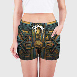 Шорты женские Симметрический узор в египетском стиле, цвет: 3D-принт — фото 2
