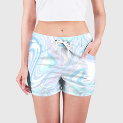 Шорты женские Абстракция голубая плазма, цвет: 3D-принт — фото 2