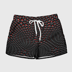 Женские шорты Узор на чёрно красном карбоновом фоне