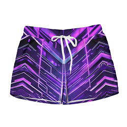 Женские шорты Фиолетовые неон полосы киберпанк