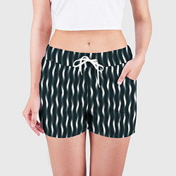 Шорты женские Переливающиеся волны тёмно-зелёный, цвет: 3D-принт — фото 2