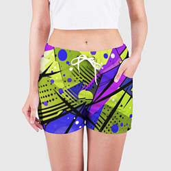 Шорты женские Хаотичная абстракция поп-арт, цвет: 3D-принт — фото 2