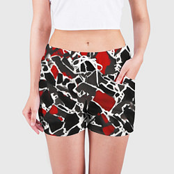 Шорты женские Кляксы чёрные и красные, цвет: 3D-принт — фото 2
