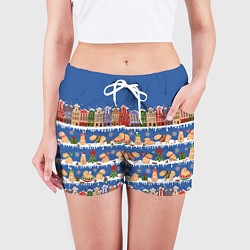 Шорты женские Капибара зимой в городе, цвет: 3D-принт — фото 2