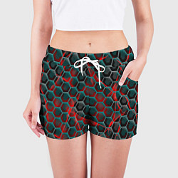 Шорты женские Нано шестиугольник, цвет: 3D-принт — фото 2