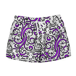 Женские шорты Фиолетовые кружевные узоры