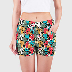 Шорты женские Мультяшные коты, цвет: 3D-принт — фото 2