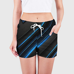 Шорты женские Синий узор абстракции, цвет: 3D-принт — фото 2