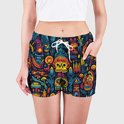 Шорты женские Паттерн в мексиканском фолк-стиле, цвет: 3D-принт — фото 2