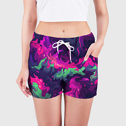 Шорты женские Неопределенный яркий камуфляж, цвет: 3D-принт — фото 2
