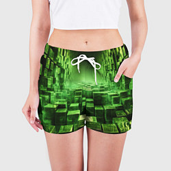 Шорты женские Зеленые квадраты в лабиринте, цвет: 3D-принт — фото 2