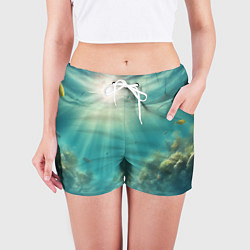 Шорты женские Рыбы под водой, цвет: 3D-принт — фото 2