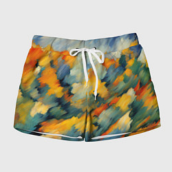 Шорты женские Жёлтые и синие мазки, цвет: 3D-принт
