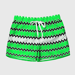Шорты женские Белые и зелёные полосы, цвет: 3D-принт