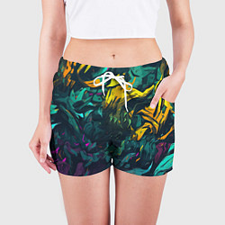 Шорты женские Абстрактный камуфляж в кислотных абстрактных пятна, цвет: 3D-принт — фото 2
