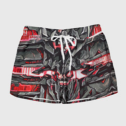 Женские шорты Красный абстрактный кибер череп