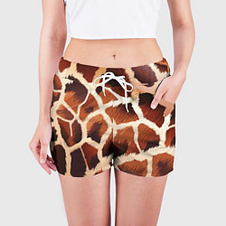Шорты женские Пятнистый мех жирафа, цвет: 3D-принт — фото 2
