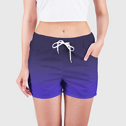 Шорты женские Градиент тёмно фиолетовый синий, цвет: 3D-принт — фото 2