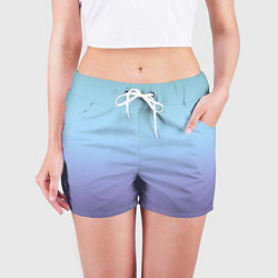 Шорты женские Градиент фиолетово голубой, цвет: 3D-принт — фото 2