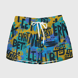 Женские шорты Крупные буквы на цветном фоне
