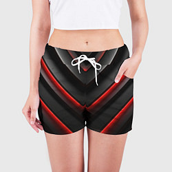 Шорты женские Красное свечение на черном, цвет: 3D-принт — фото 2