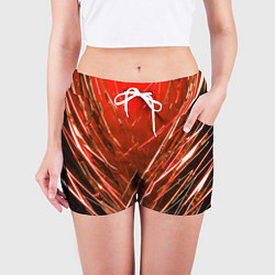 Шорты женские Красные ломаные молнии, цвет: 3D-принт — фото 2