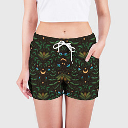 Шорты женские Ночь, луна и мотыльки - паттерн, цвет: 3D-принт — фото 2