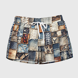 Женские шорты Змеиная кожа - пэчворк