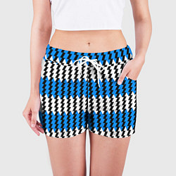 Шорты женские Вертикальные бело-синие полосы, цвет: 3D-принт — фото 2