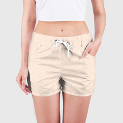 Шорты женские Полосы узоры светло-бежевый, цвет: 3D-принт — фото 2