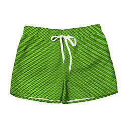 Шорты женские Кислотный зелёный имитация сетки, цвет: 3D-принт